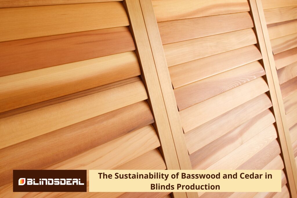 A close-up of natural wood Venetian blind slats in light and medium tones, highlighting the smooth texture and grain of the timber.