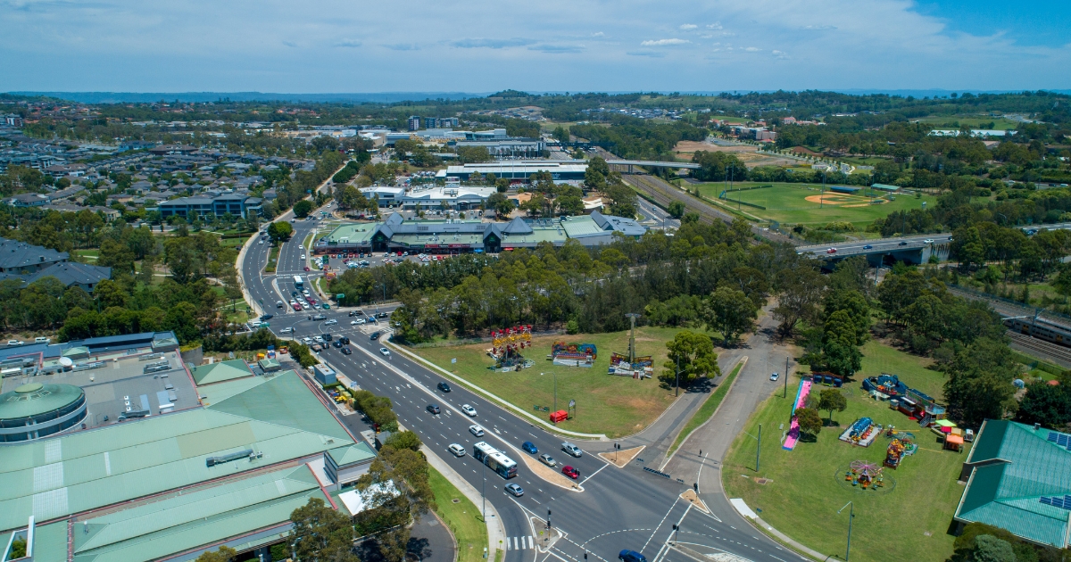 An aerial view of a suburban landscape in Campbelltown